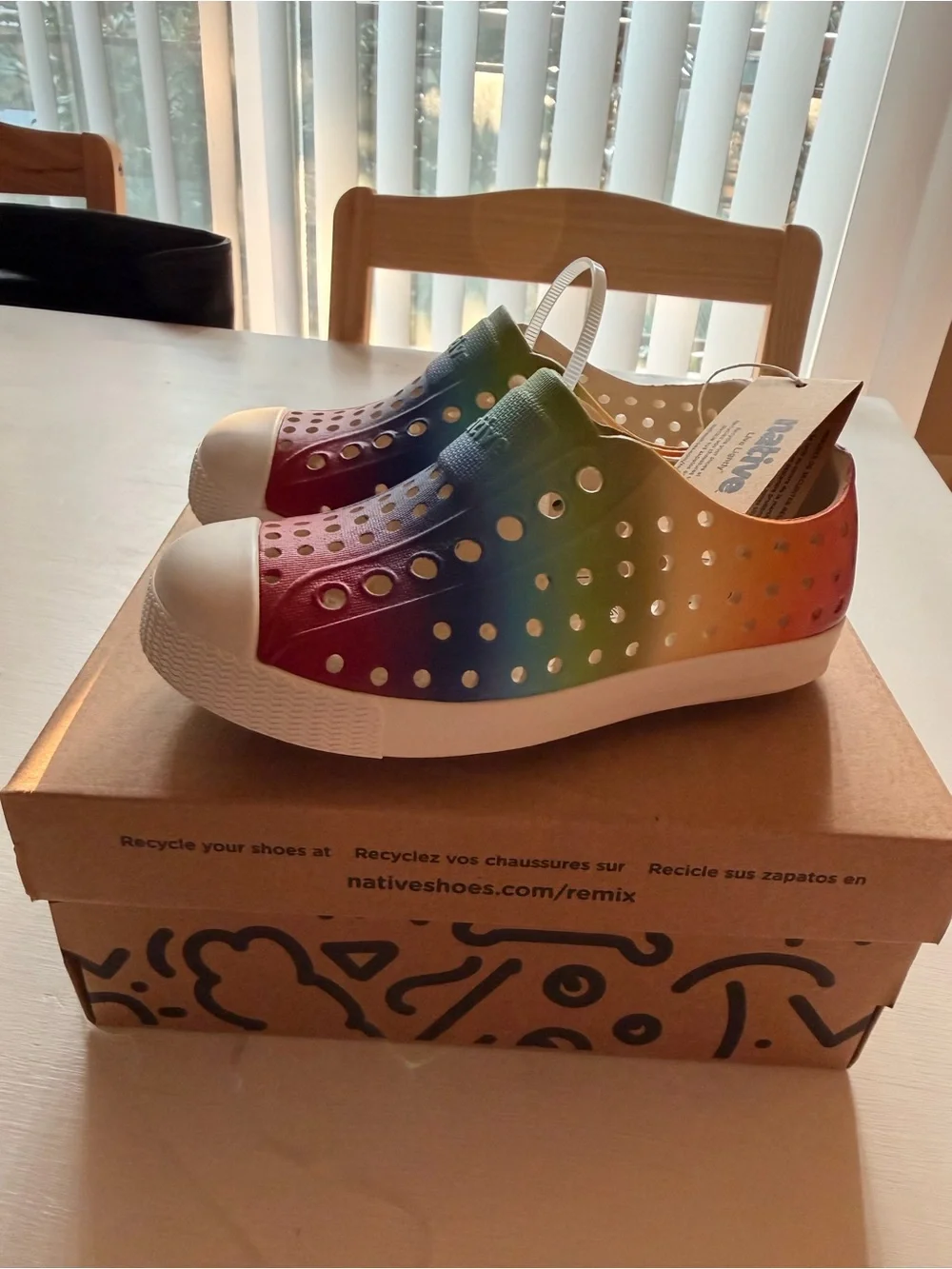 Native Kids Jefferson Slip-On Shoe in Rainbow Gradient